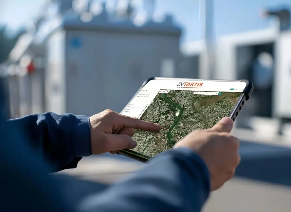 Tablet showing the INTAKTIS mapped asset interface
