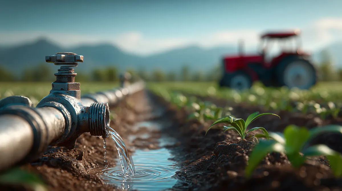 Irrigation pipe in an agricultural field